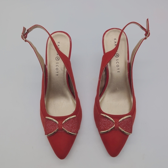 Karen Scott Sz 9.5 Elegant Red Slingback Heels Gladiss - Picture 3 of 9